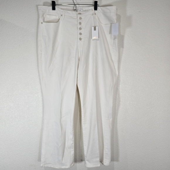 NWT Good‎ American Good Legs Straight Cloud White Jeans Button Fly Plus Size 22 - Picture 1 of 10